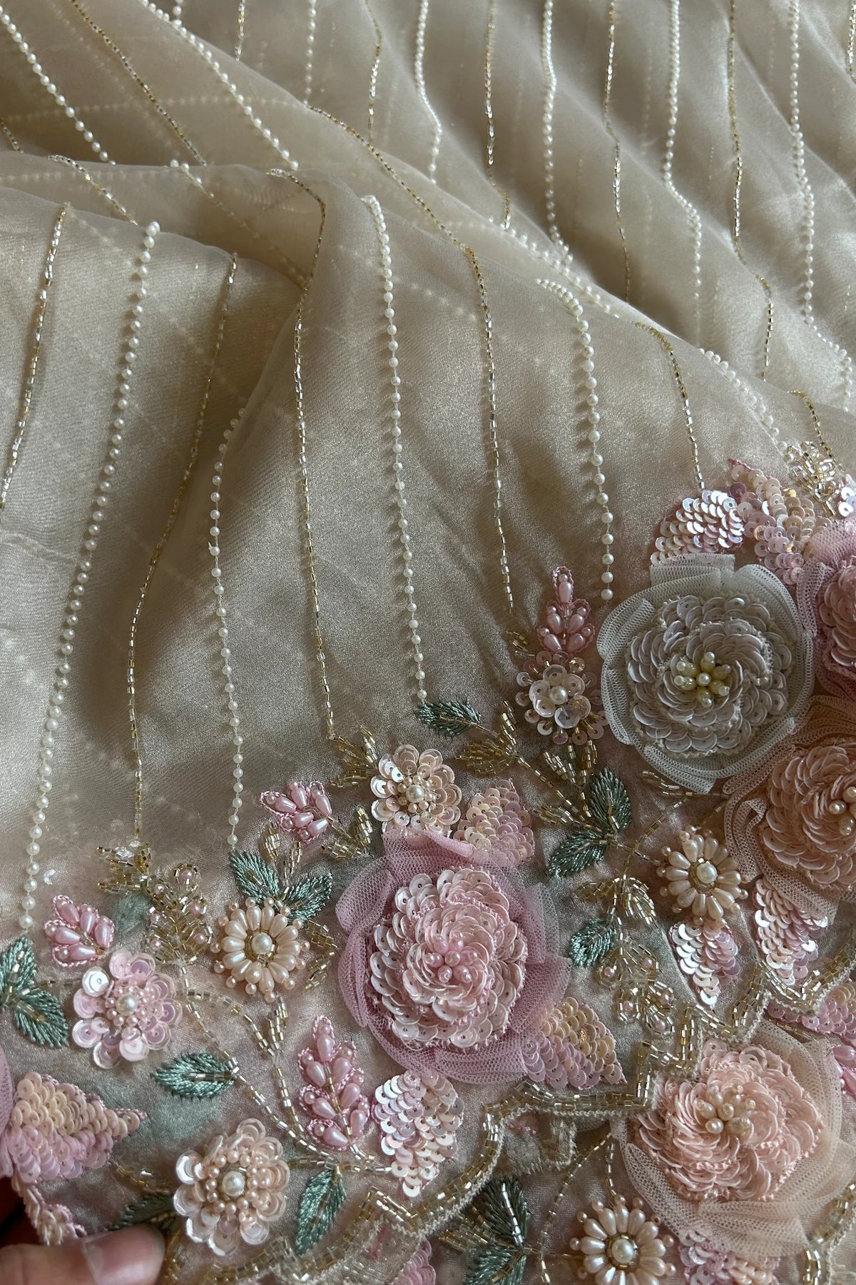 Dreamy Organza Saree with Handcrafted 3D Embellishments