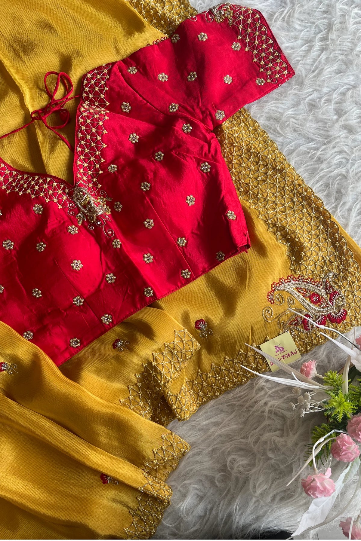 Mustard Saree with Embroidered Border 5142 06