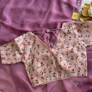 Mauve Saree with Print Blouse 4856 08
