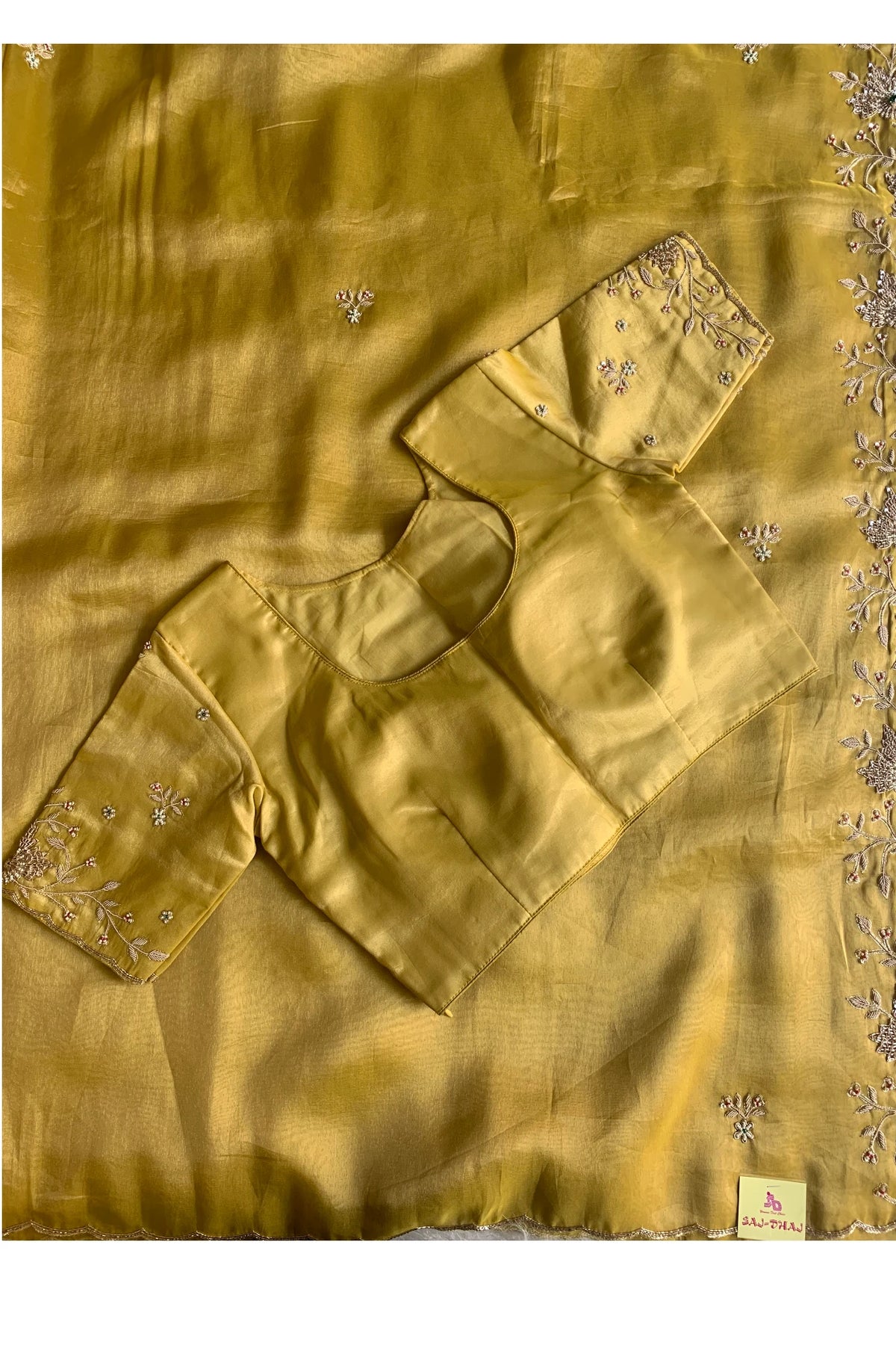 Mustard Kanchi Tissue Saree 5764 15