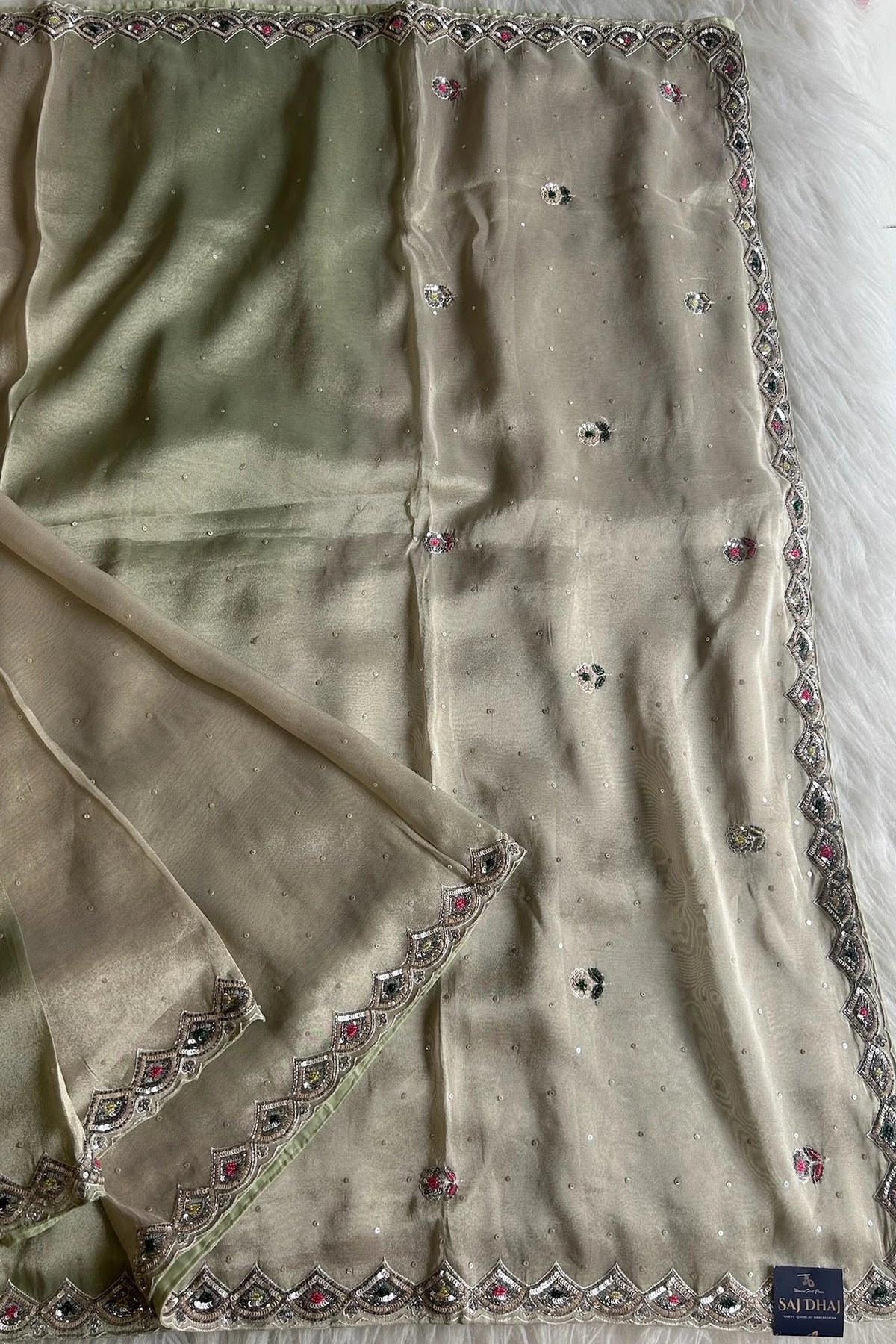 Mint Green Tissue Saree 5792 03