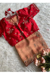 Brick Tissue Silk Saree 5526 02