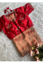 Brick Tissue Silk Saree 5526 02