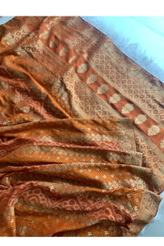 Rust Orange Banarasi Bandhej Saree
