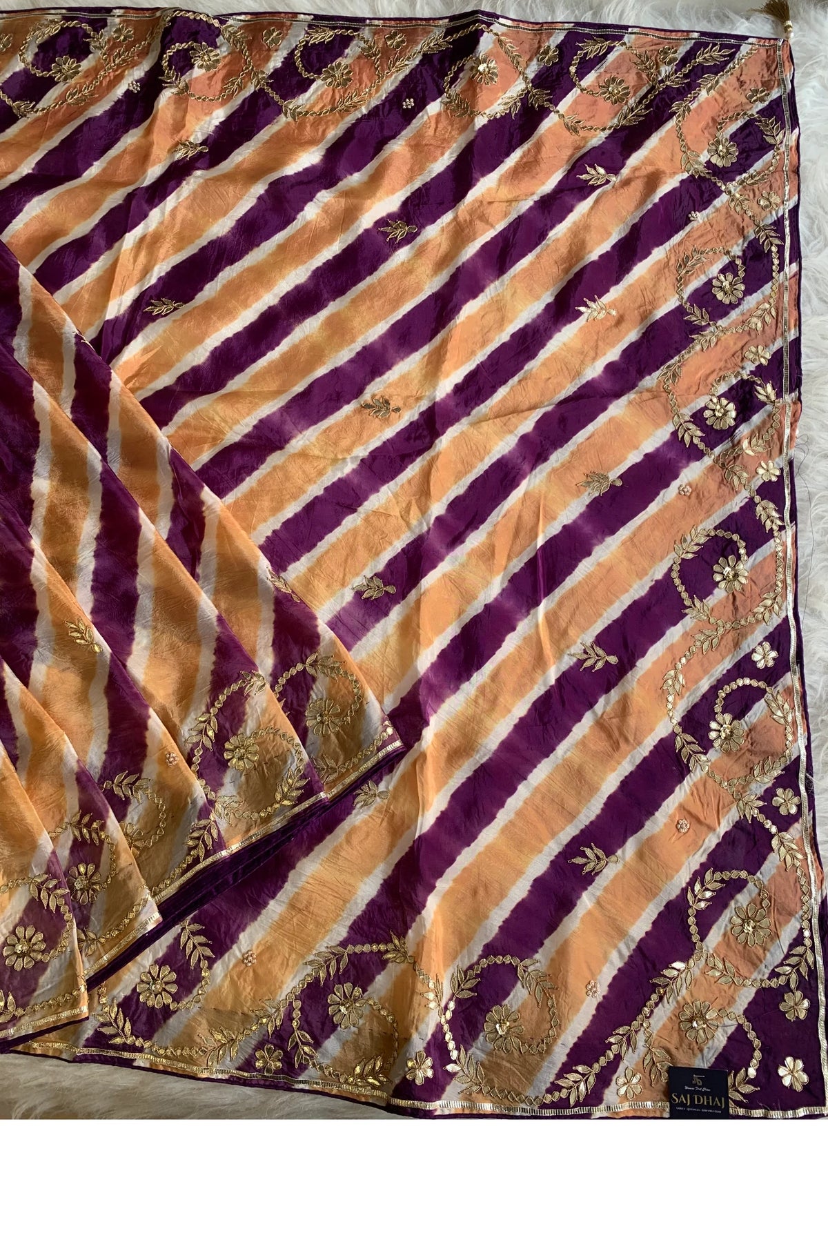 Purple Leheriya Russian Silk Saree 5825 01