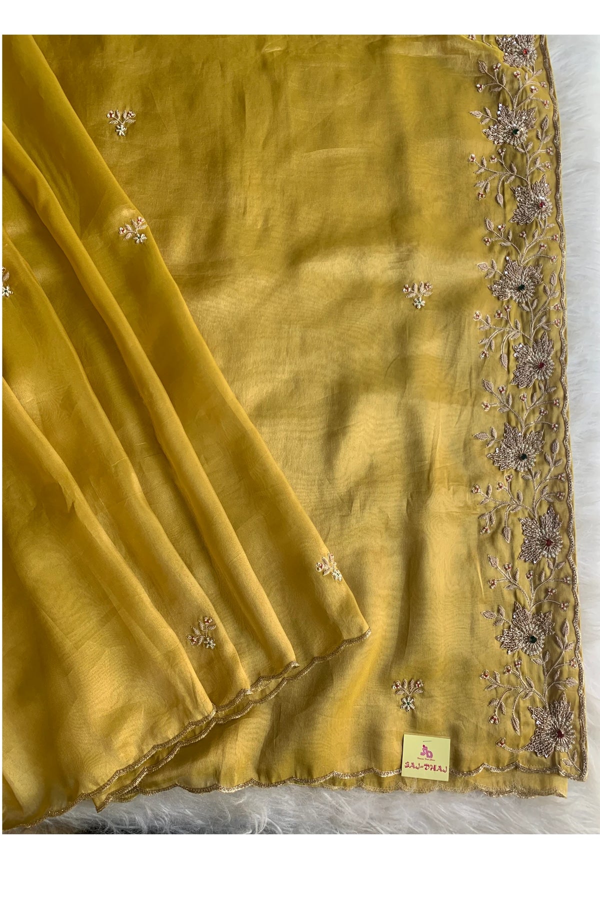 Mustard Kanchi Tissue Saree 5764 15
