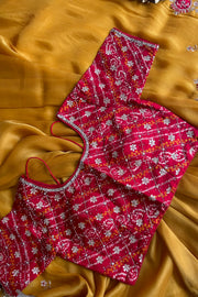 Mustard Tissue silk Saree With bandhej Blouse 5079 11