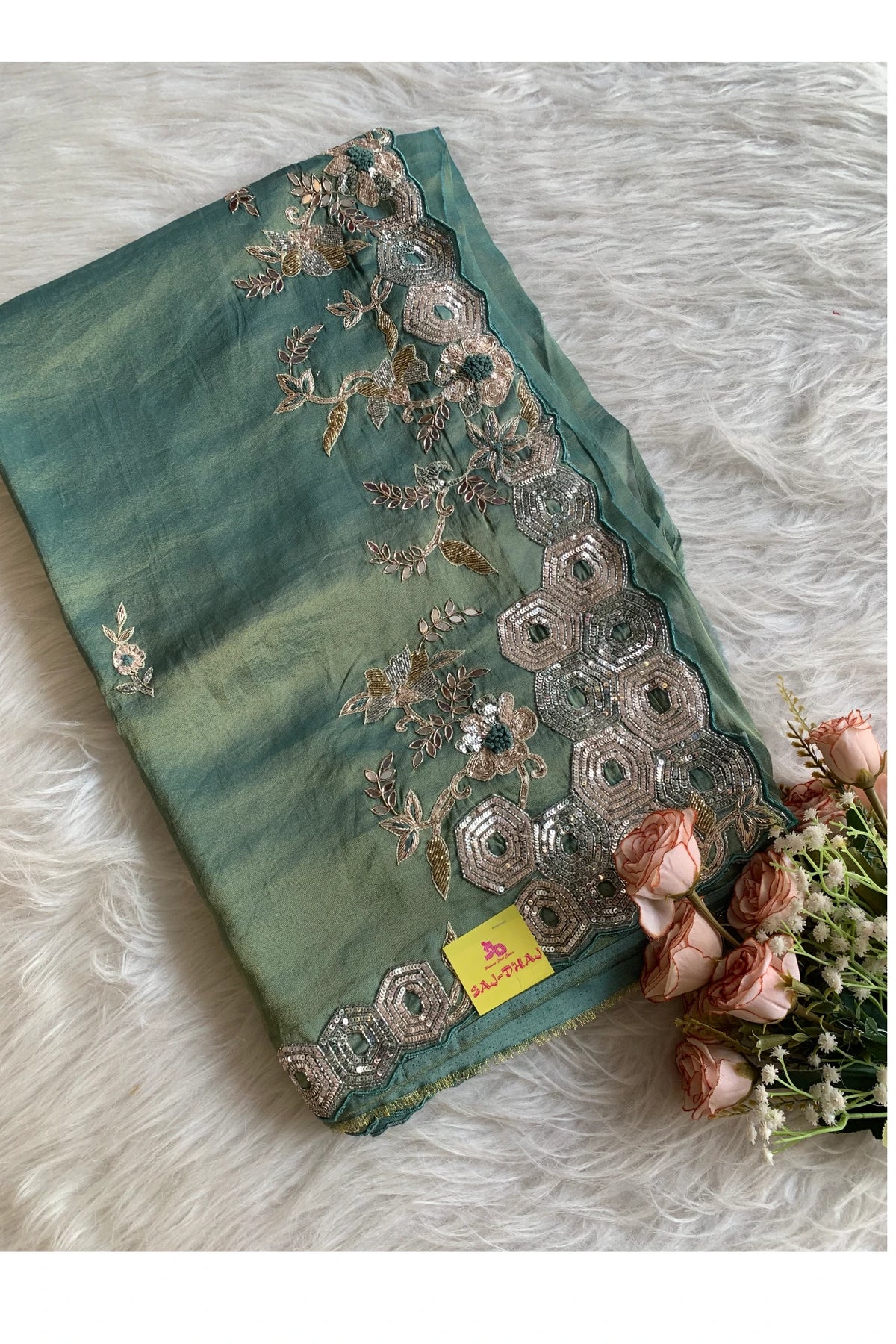 Blue Tissue Designer Saree 5760 01