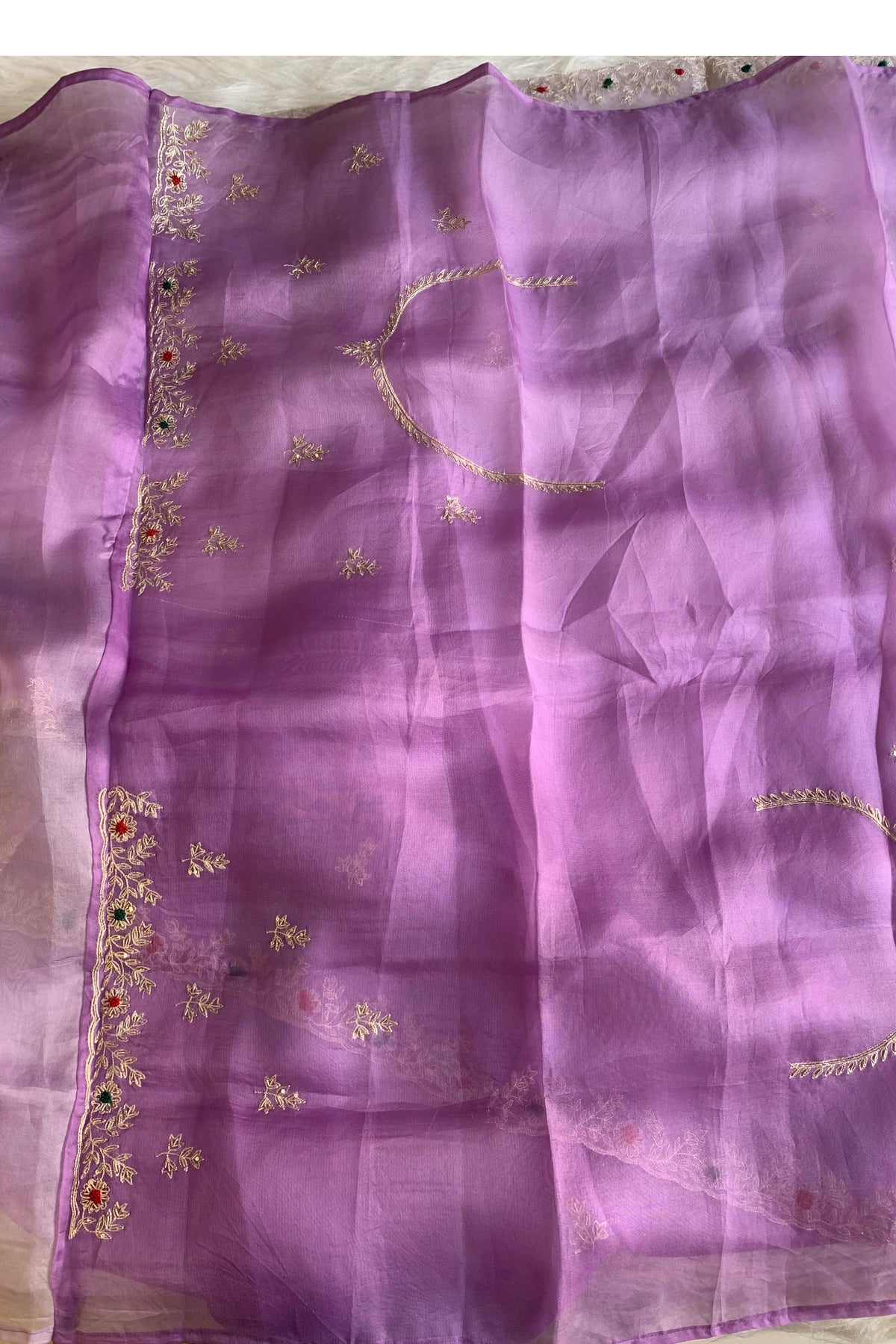 Ombre Lilac Kora Organza Saree 5847 01
