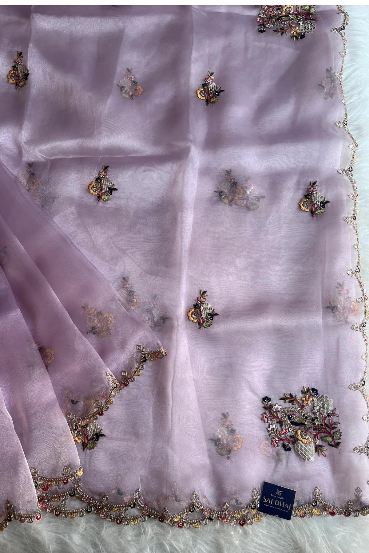 Light Lavender Tissue Organza Saree 5822 02