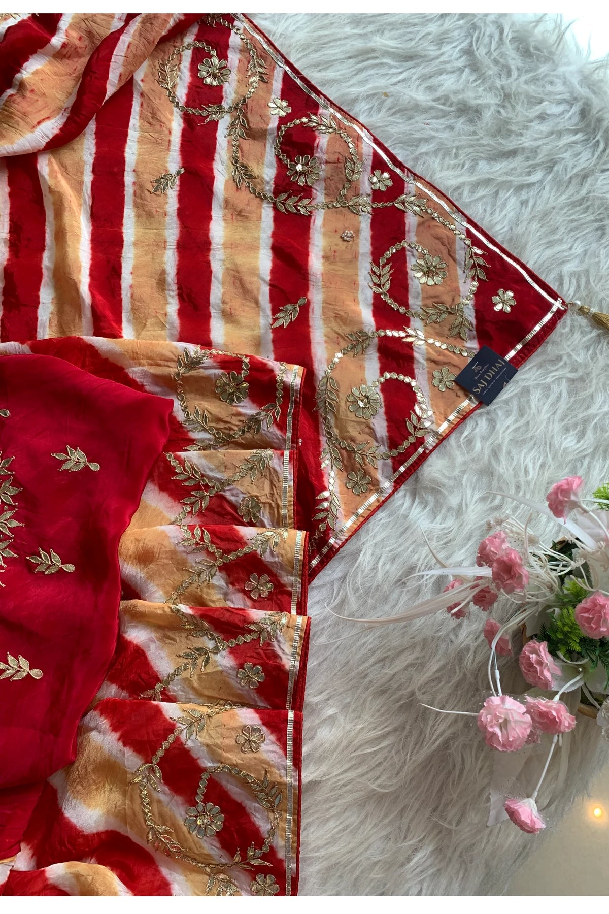 Red Leheriya Russian Silk Saree 5825 01