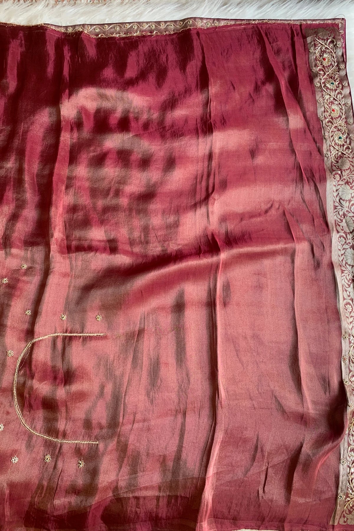 Ivory & Maroon Banarasi Saree 5751 15