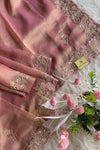 Onion Pink Embellished Tissue Saree 5664 05