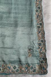Sea Green Embellished Tissue Saree 5760 01