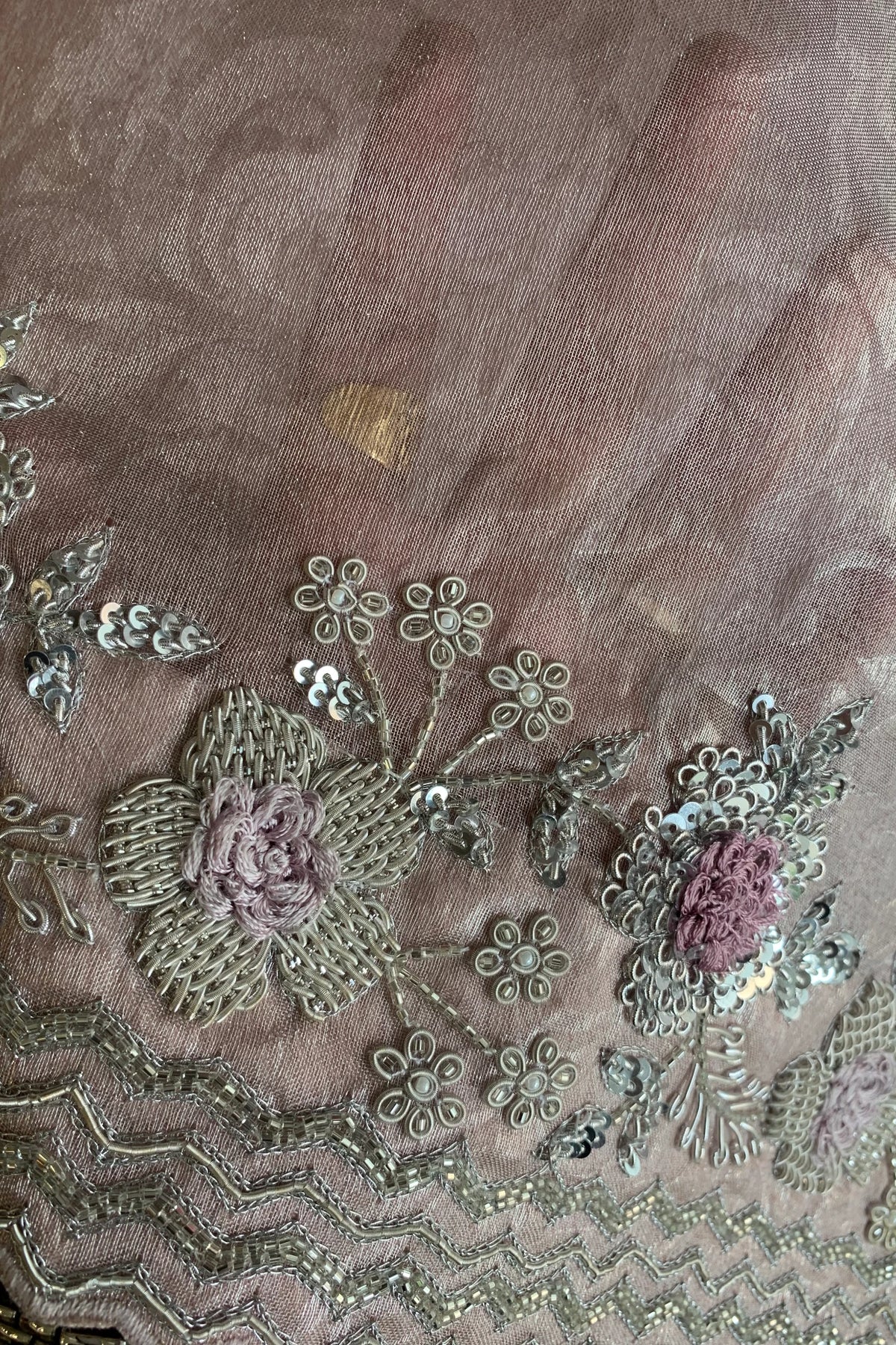 Lilac Jacquard Organza Saree 5216 04