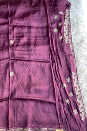 Purple Habutai Silk Saree 4609 06