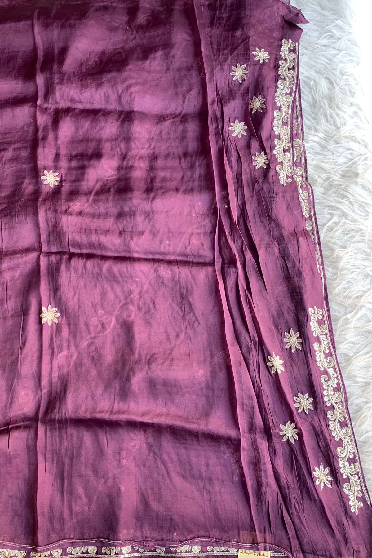 Purple Habutai Silk Saree 4609 06