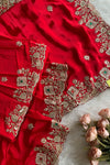 Red Crepe Silk Saree 5666 14