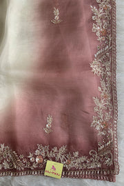 White & Brown Designer Organza Saree 5659 07