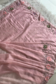 Baby Pink Habutai Silk Saree 5786 07