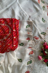 White Pittan Organza Saree 5595 01