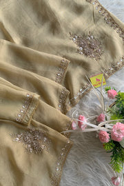 Butter Color Embellished Organza Saree 5755 15