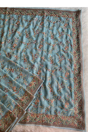 Sea Blue Chikankari Saree 5817 04
