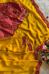 Yellow Habutai Silk Saree with Red Bandhej Border 5254 02