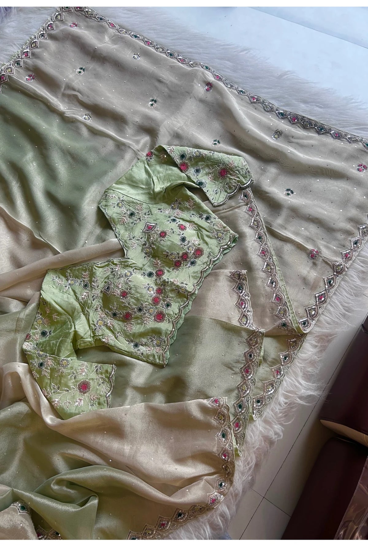 Mint Green Tissue Saree 5792 03