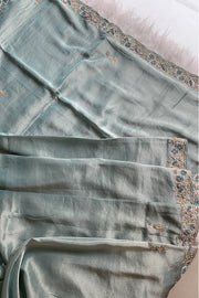Sea Green Embellished Tissue Saree 5760 01