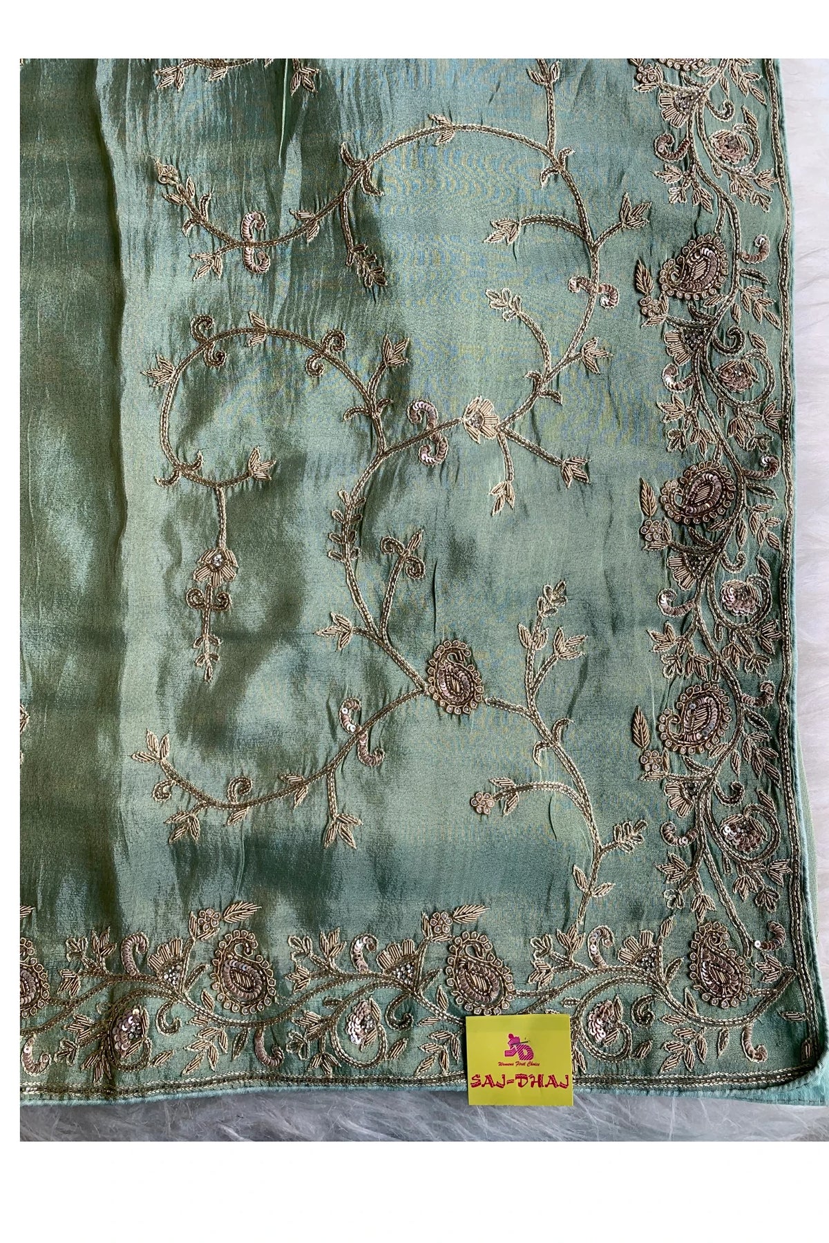 Pista Green Tissue Saree 5520 06
