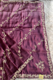 Purple Habutai Silk Saree 4609 06