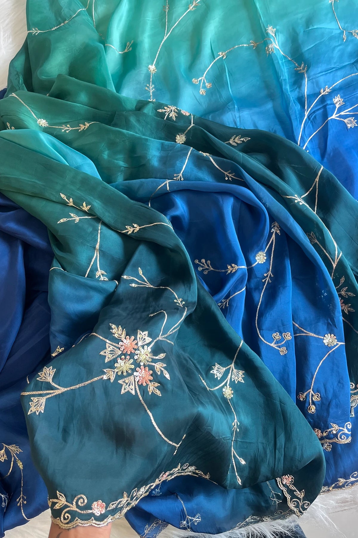 Three-Tone Habutai Silk Saree 5813 01