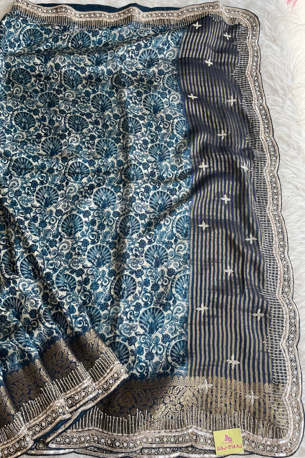 Ink Blue Patola Print Saree 5141 15