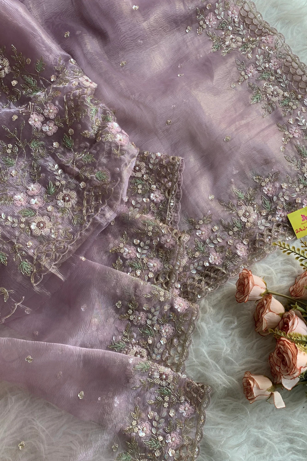 Light Lavender Crush Organza Saree 5759 06