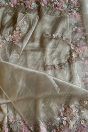 Dreamy Organza Saree with Handcrafted 3D Embellishments (PRE ORDER)