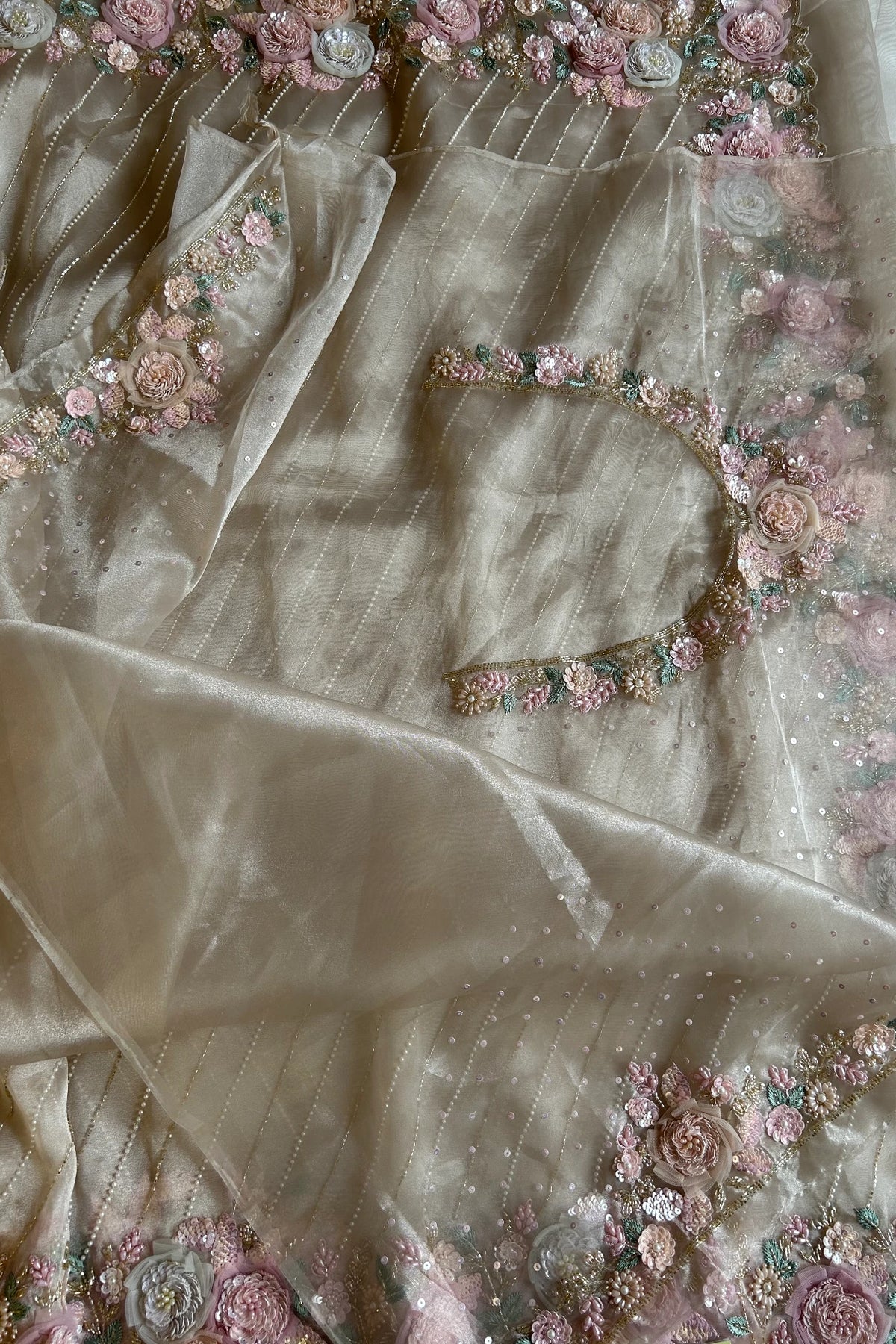 Dreamy Organza Saree with Handcrafted 3D Embellishments
