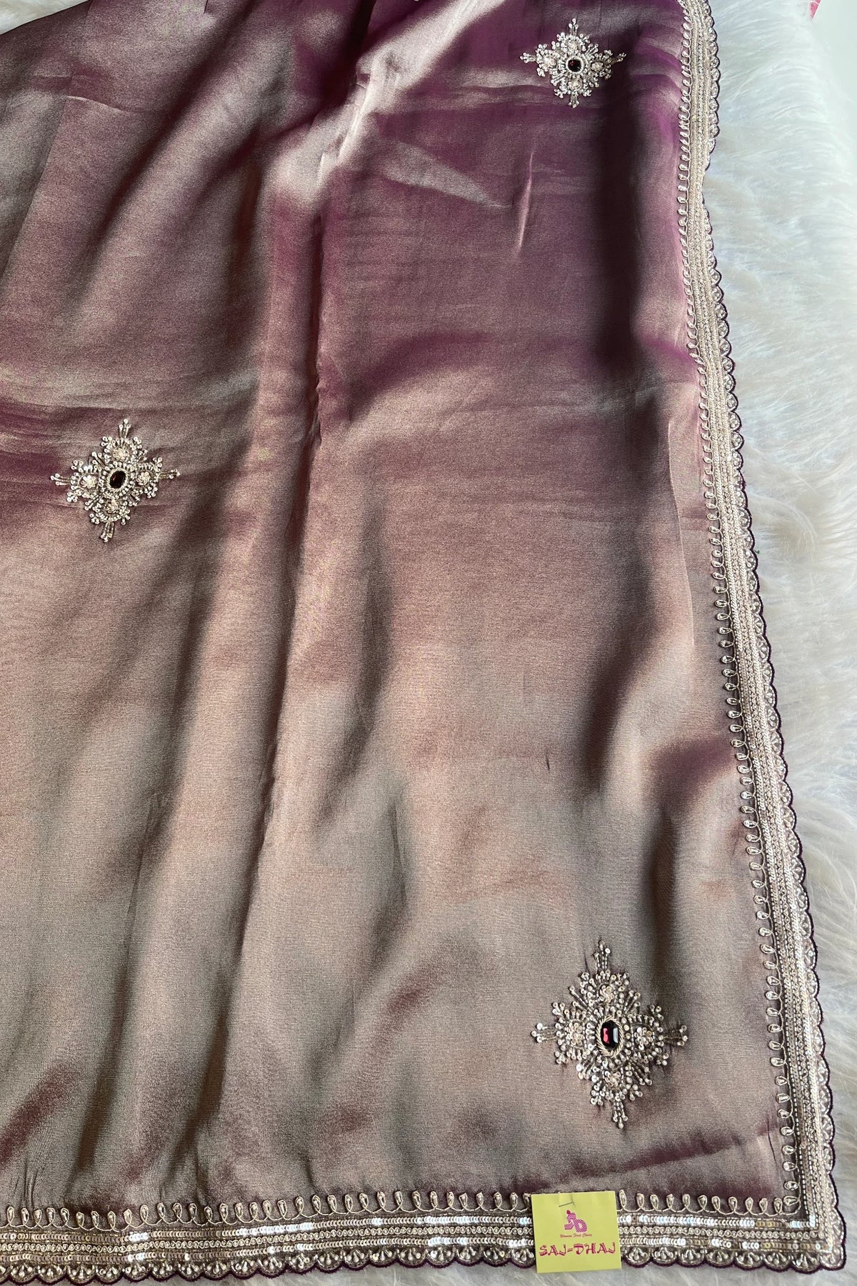 Tissue Silk Saree with Sequin, Cutdana, Pearls, Zardosi Work 5360 08