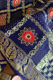 Blue Modal Silk Ajrak Saree 5236 08