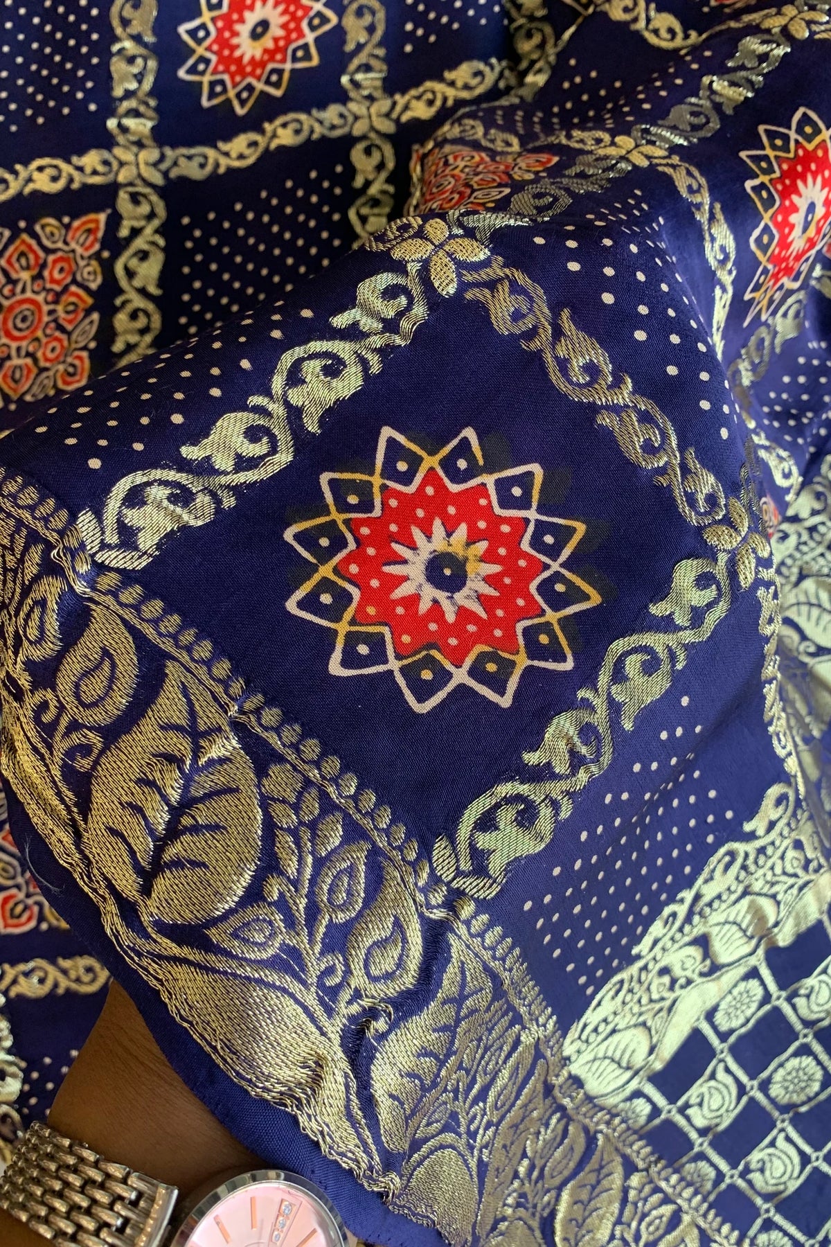 Blue Modal Silk Ajrak Saree 5236 08