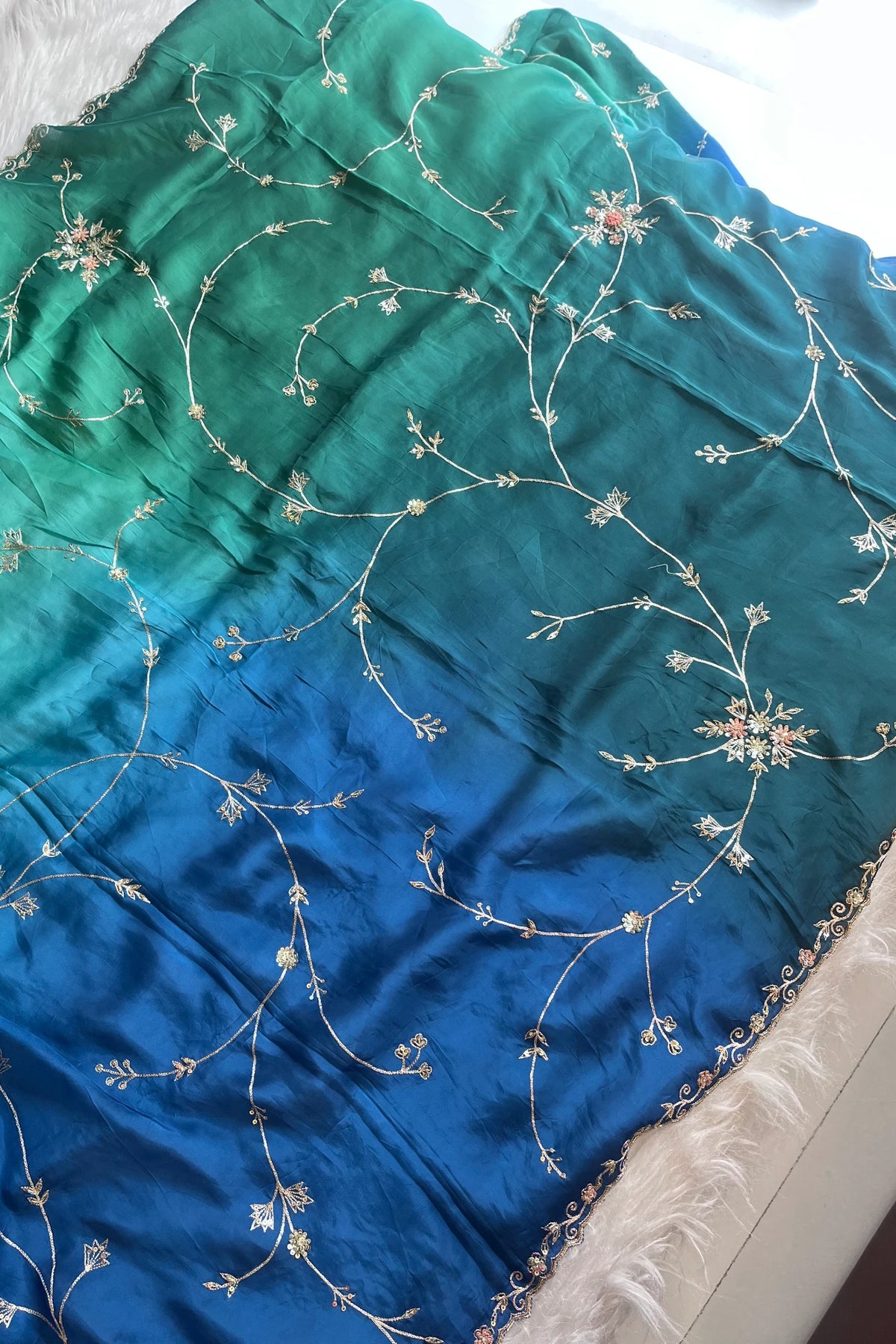 Three-Tone Habutai Silk Saree 5813 01