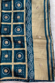 Peacock Blue Russian Silk Saree 5438 01