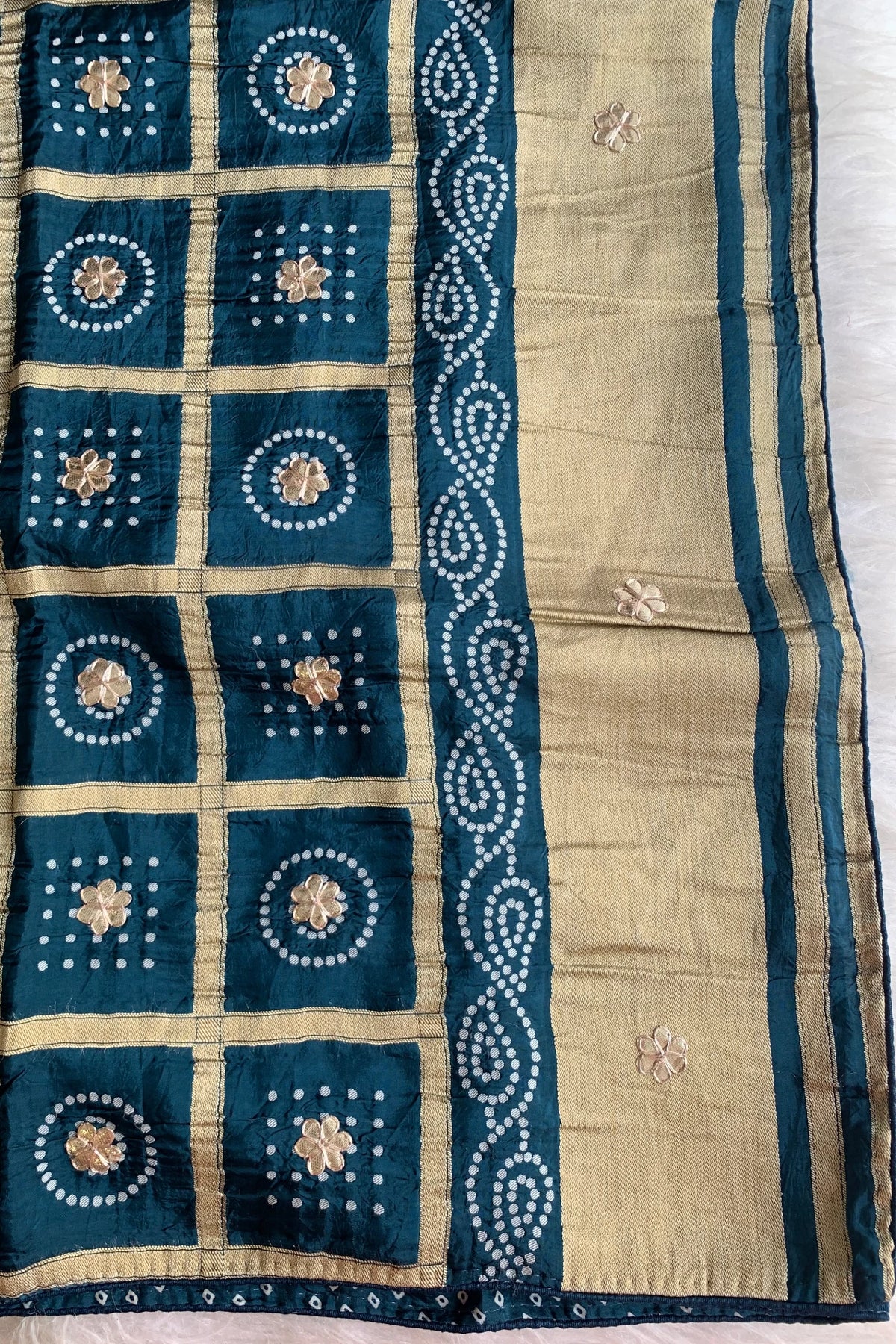 Peacock Blue Russian Silk Saree 5438 01