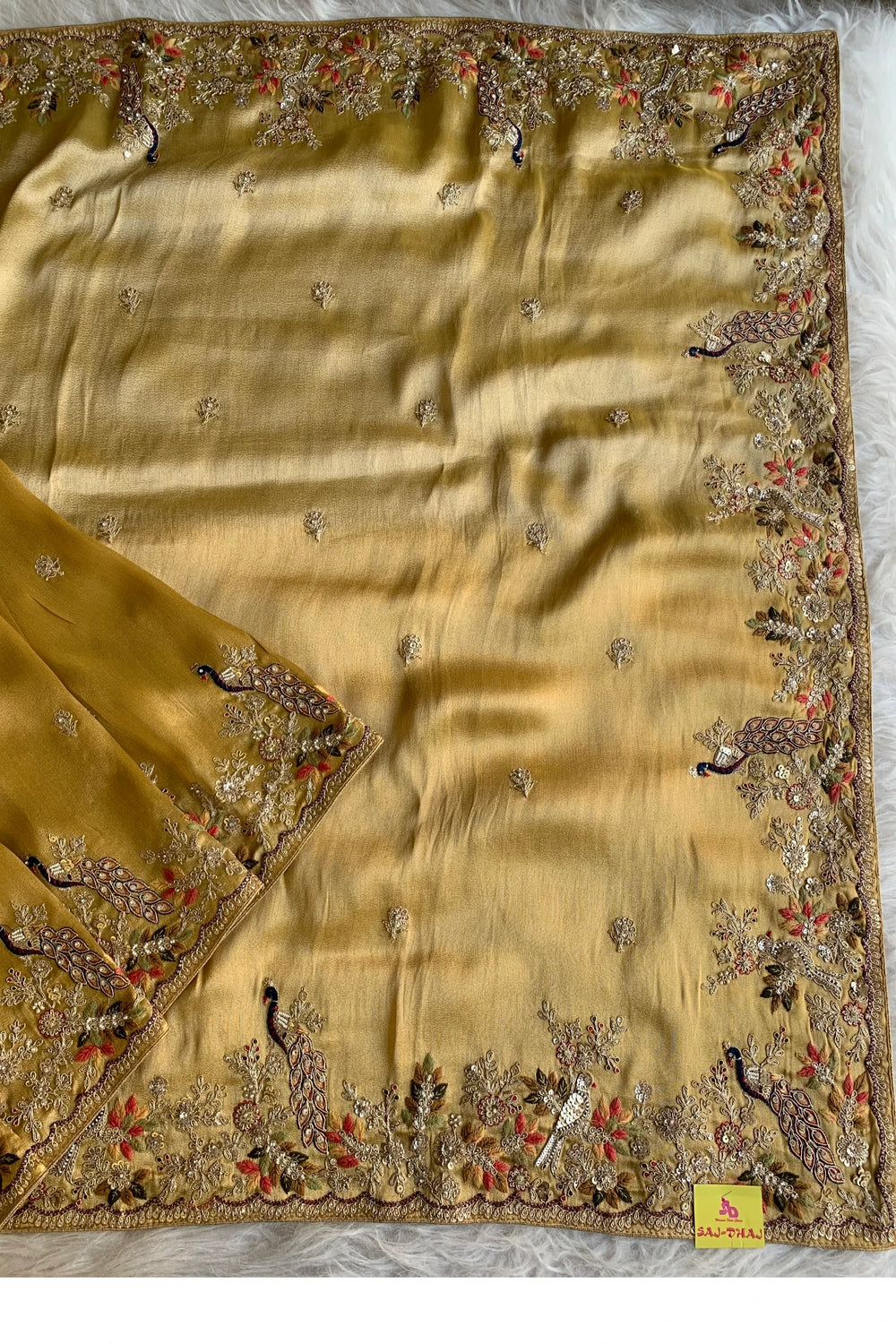 Mustard Yellow Kanchipuram Tissue Saree 5687 18