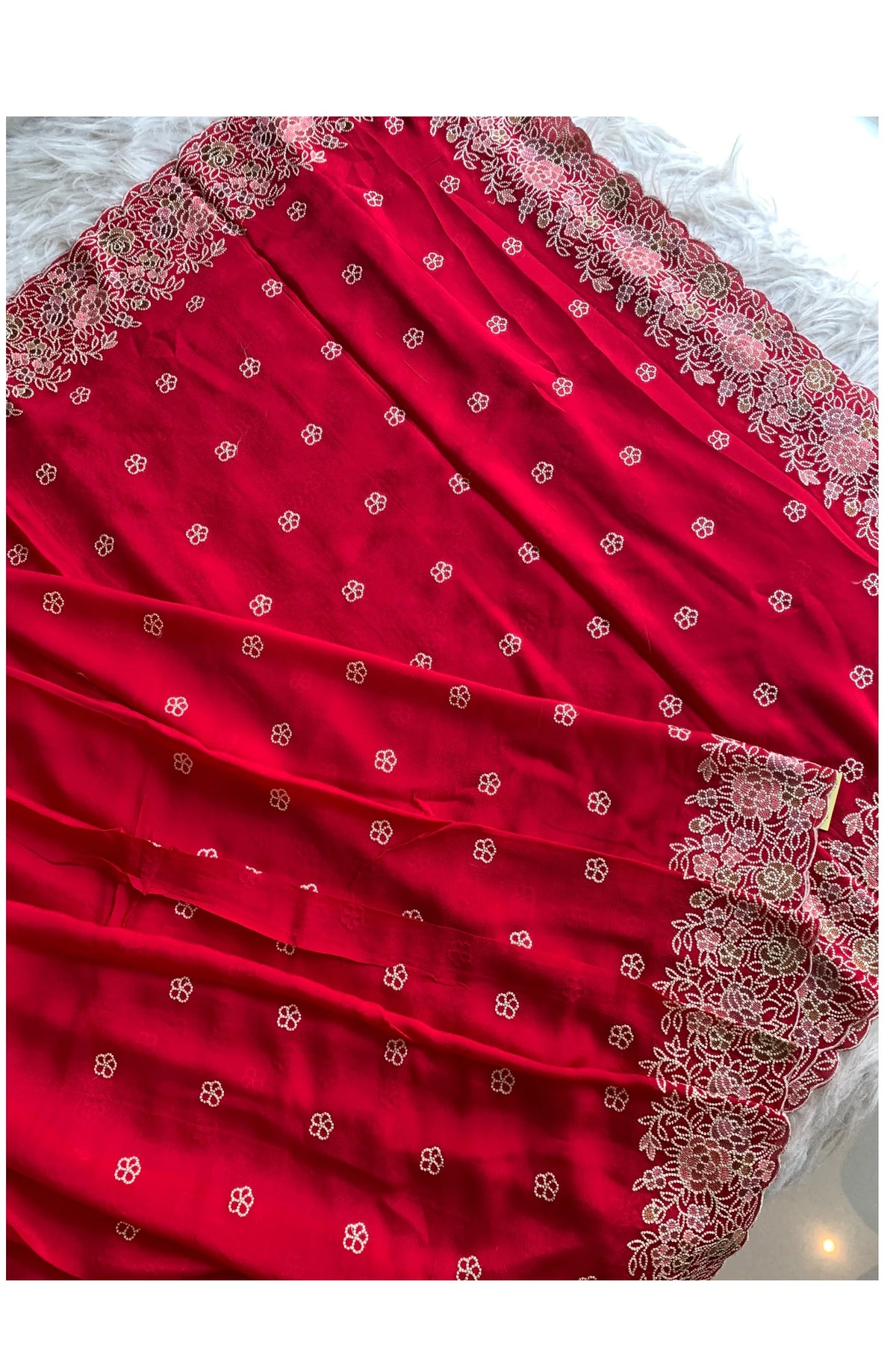 Red Chinnon Georgette Saree 5529 11