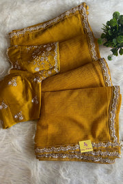 Stunning Mustard Crush Saree with Heavy Embellished Blouse 5016-04