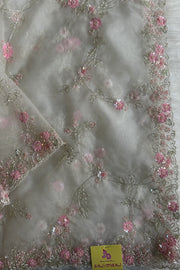 "Alia Bhatt met gala inspired Saree" jaal sequins Design Hand-Embroidered