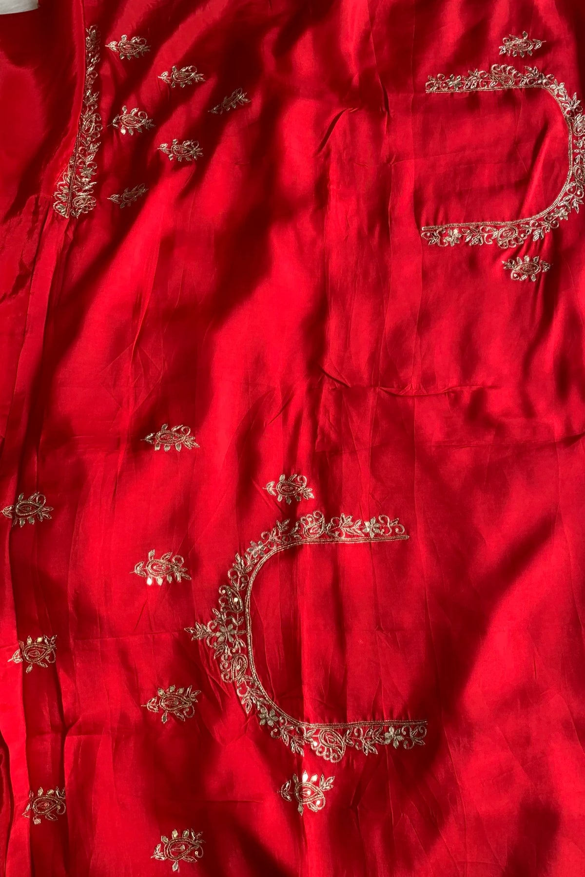 Red Habutai Silk Saree 5700 17