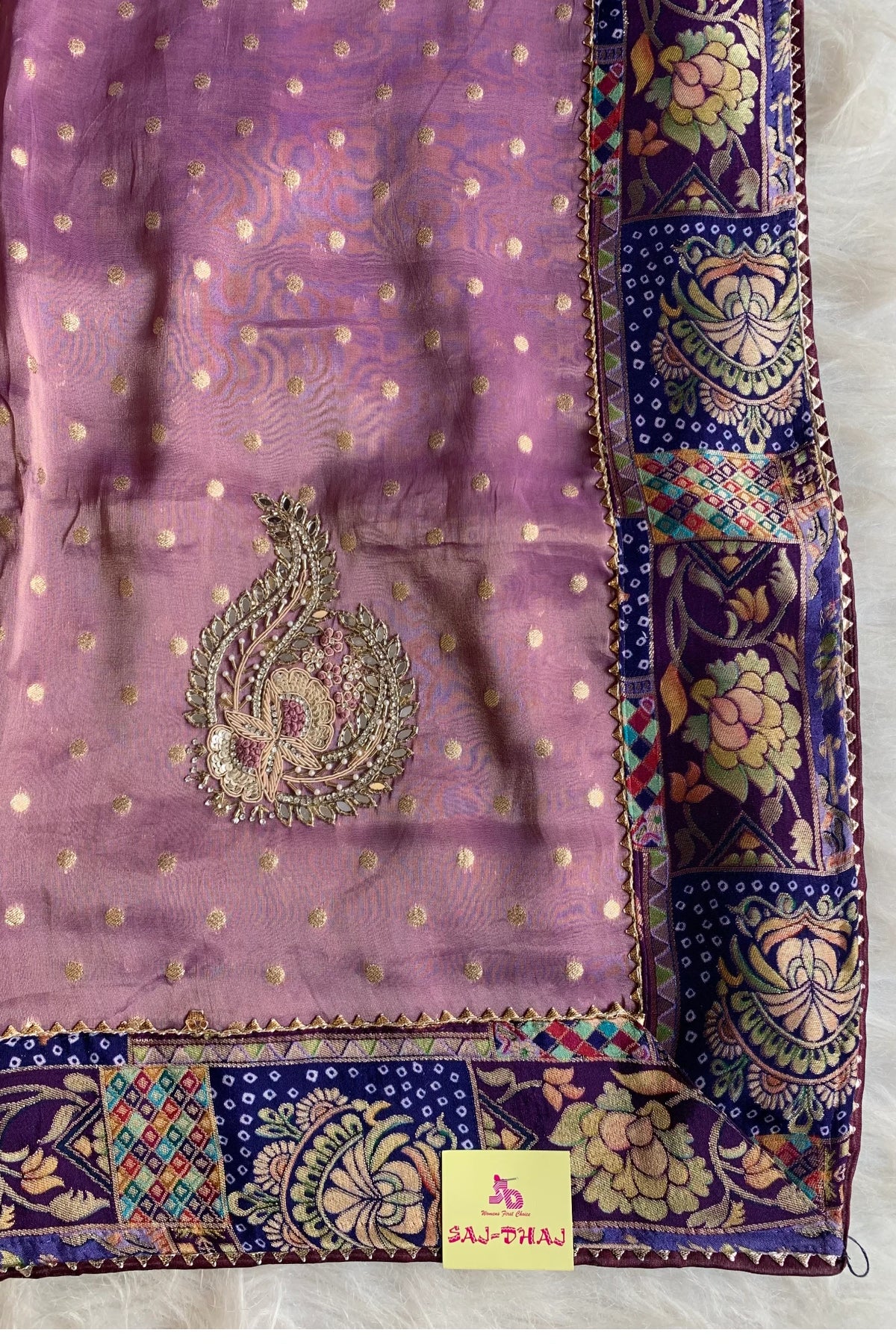 Light Purple Jamawar Border Tissue Saree 5763 08