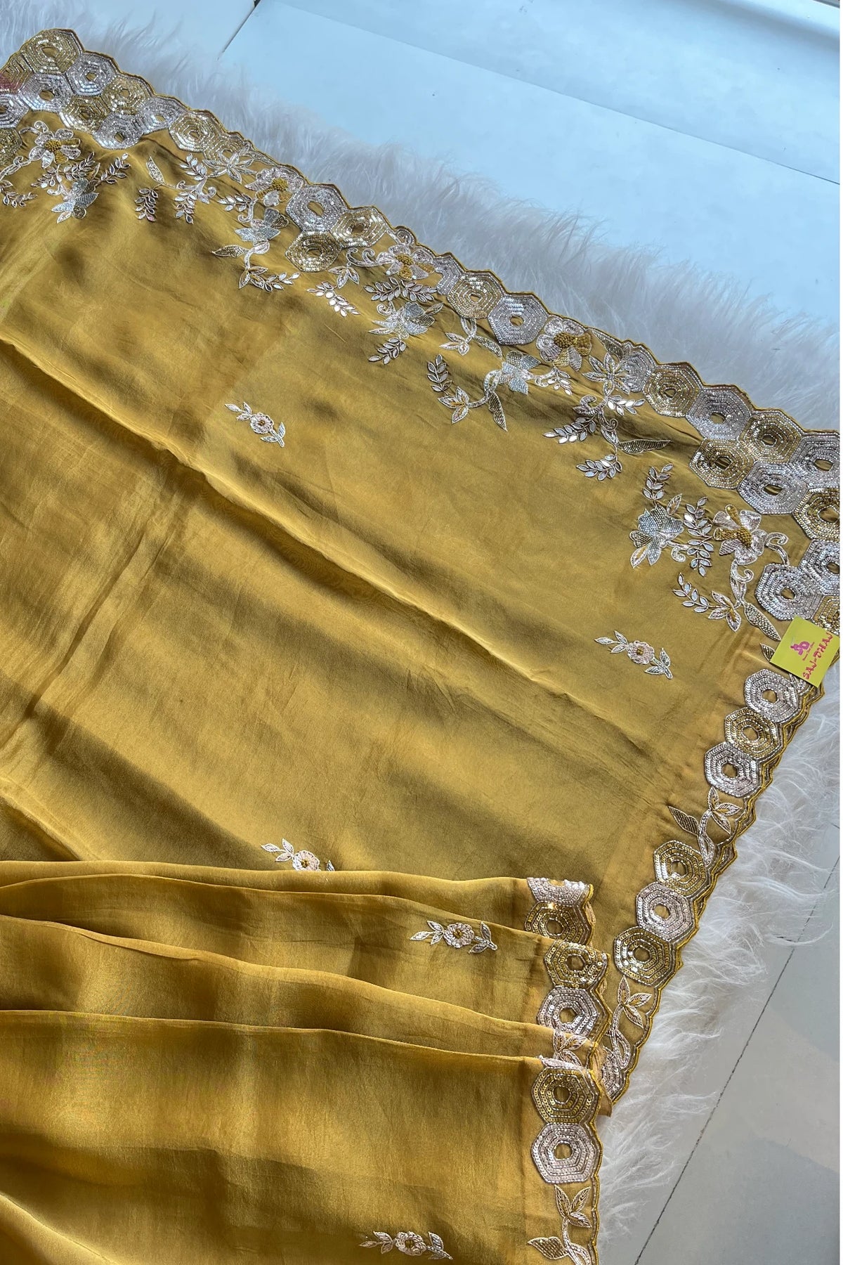 Yellow Tissue Designer Saree 5760 01